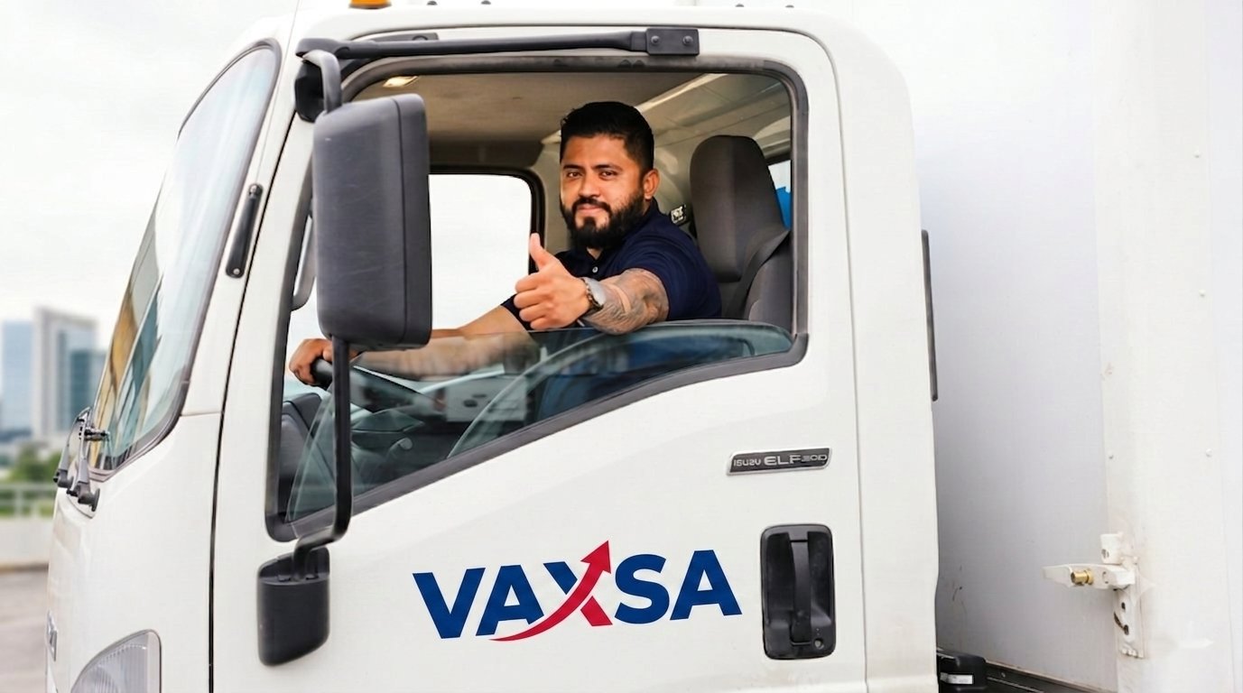 Chofer de VAXSA Vending en unidad de reparto - Servicio de máquinas expendedoras en Monterrey