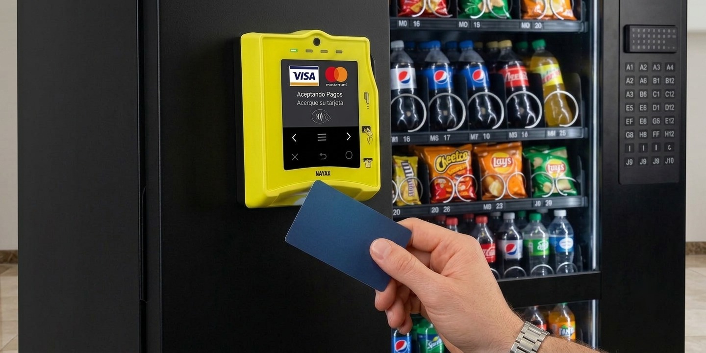 Sistema de pago NAYAX en máquina VAXSA Vending - pago con tarjeta sin contacto
